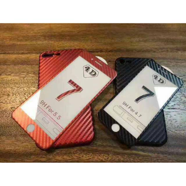 Cover karbon + tempered glass karbon iphone 7+