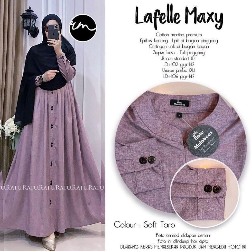 gamis muslimah Lafelle maxy Original by Ratu terbaru gamis polos