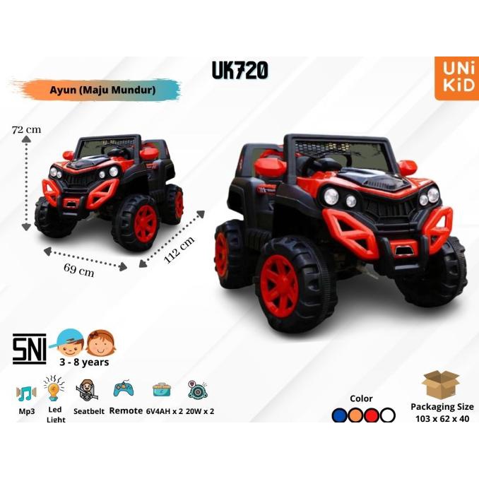 Mainan Anak Mobil Aki Unikid UK720 Jeep Buggy Black Red Remote Control