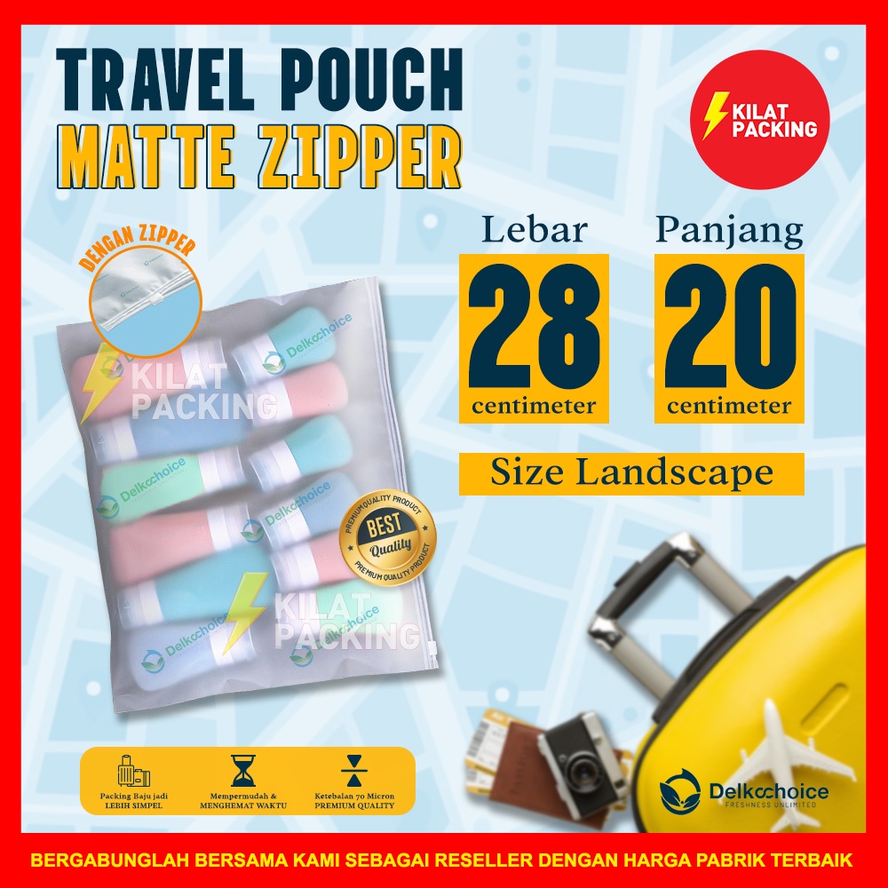 TRAVEL POUCH ORGANIZER SIZE LANDSCAPE / PACKAGING ZIPPER ZIP LOCK SERBAGUNA / MATTE ZIPPER PREMIUM S