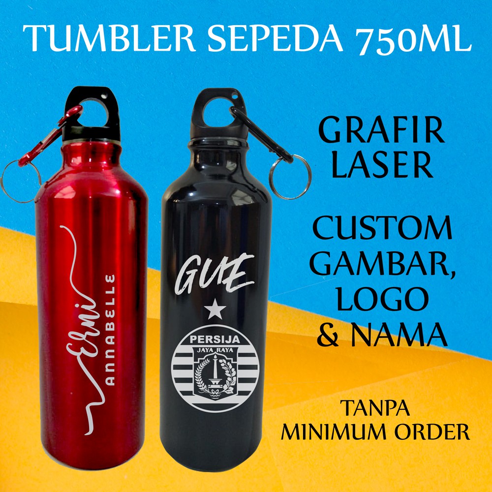Termos Tumbler Custom Logo Nama Grafir Laser Sport Sepeda 750ml