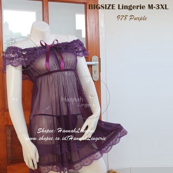 Bigsize M-XXXL Hannah Lingerie Original - Baju Tidur Seksi Big size Premium Halus Transparan //978