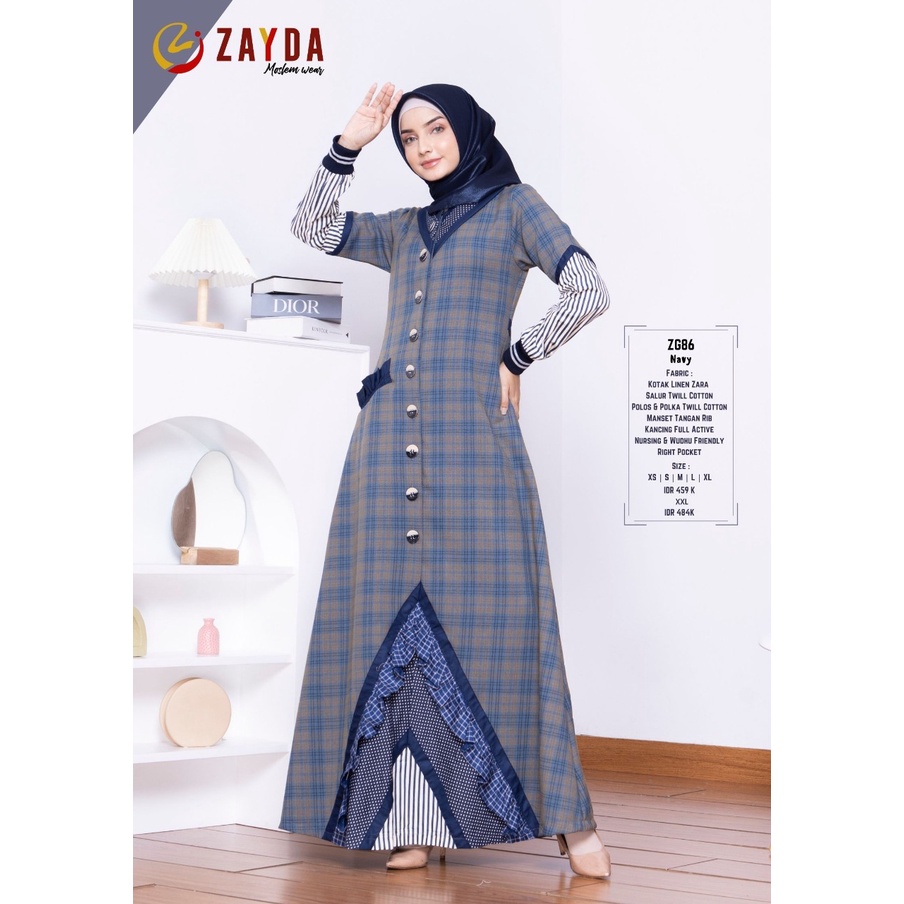 GAMIS ZAYDA ZG86 NAVY ORIGINAL KEKINIAN MODERN TRENDY MODIS BEST SELLER