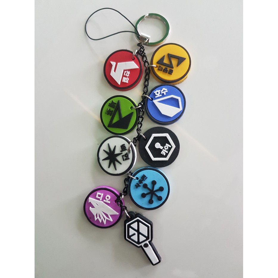 Gantungan kunci strap hp /tas exo power logo light stick kpop
