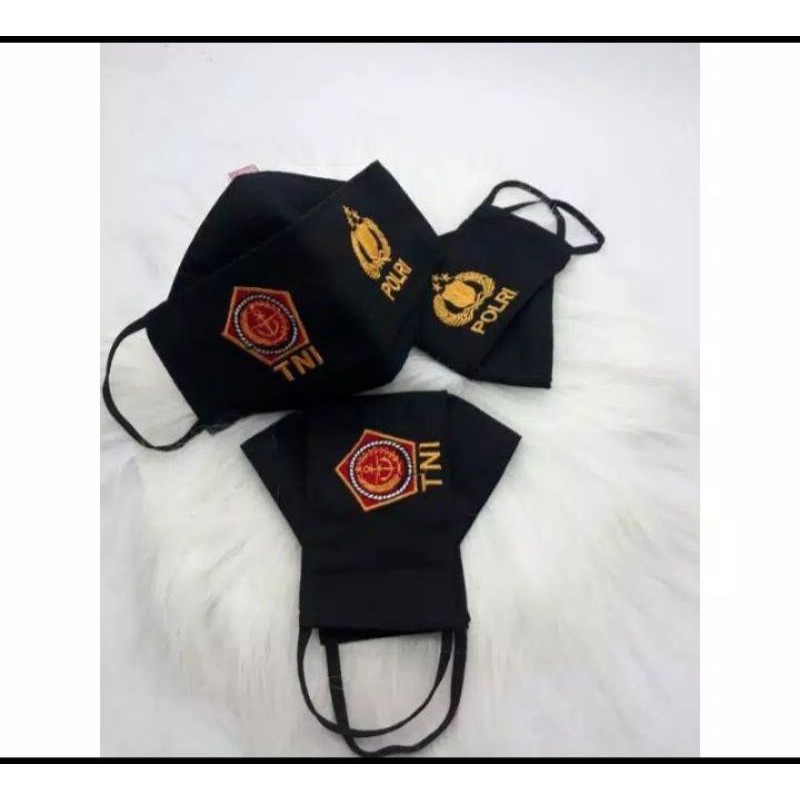 Masker TNI POLRI Kain 3D Evo Logo Bordir