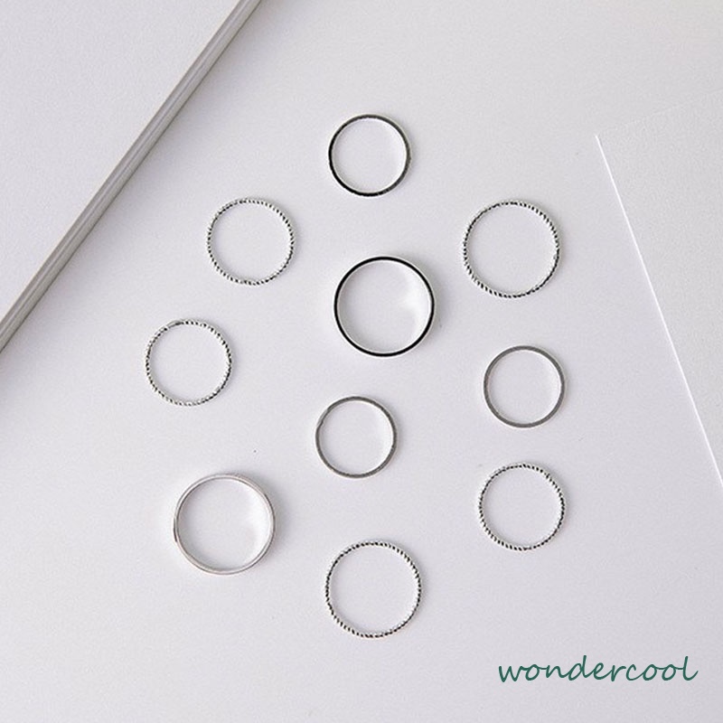 10pcs / Set Cincin Minimalis Gaya Korea Untuk Wanita-Won