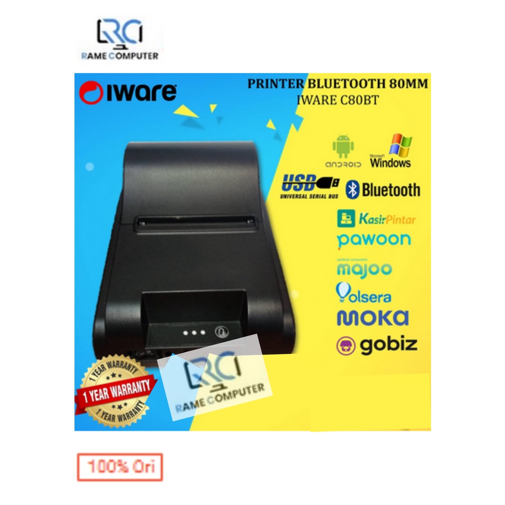 C80BT IWARE PRINTER THERMAL 80MM USB + BLUETOOTH + RJ11