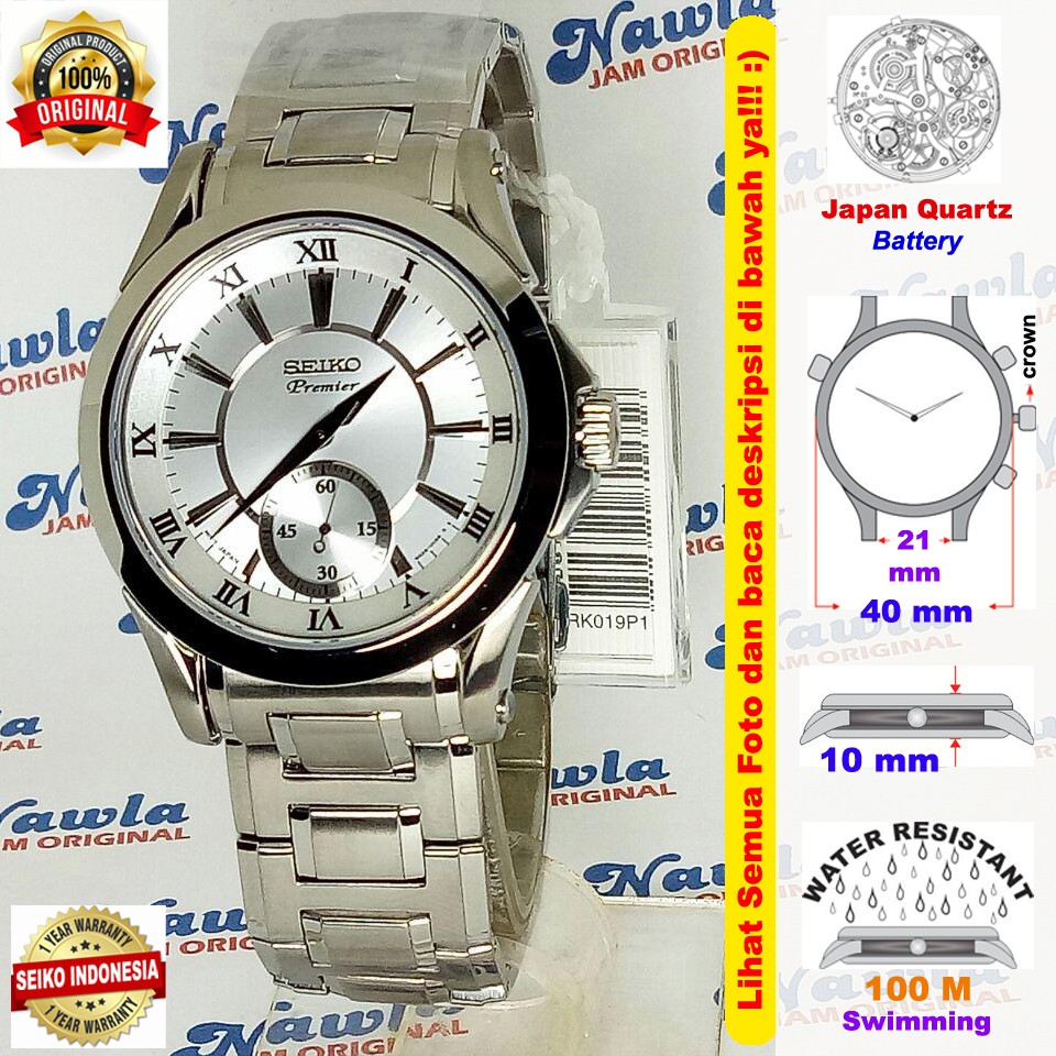 Seiko Premier SRK019P1 Quartz Silver Dial - Jam Tangan Pria SRK019