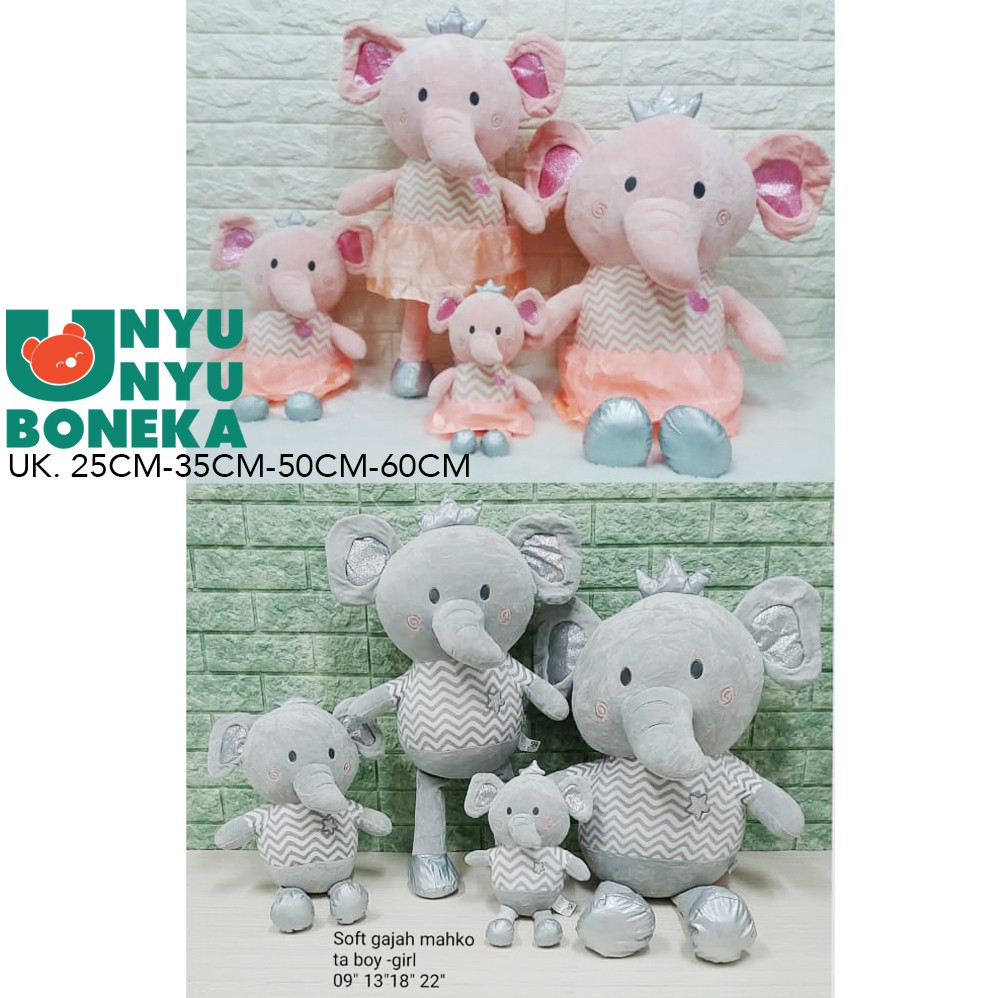 Boneka soft gajah mahkota big 60cm elephant couple import souvenir kado taman safari