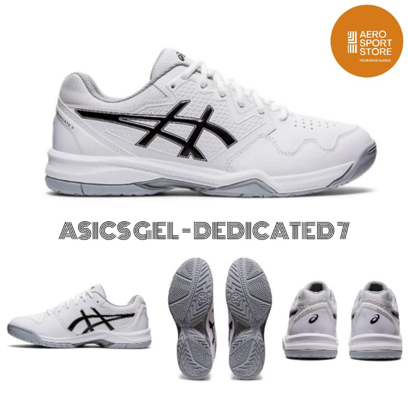 [ SEPATU TENIS LAPANGAN ASICS GEL - DEDICATE 7 WHITE / BLACK ]