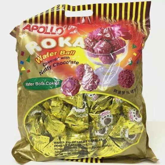 

Coklat Lebaran - Apollo Roka Wafer Ball Chocolate Dan Peanut Isi 70 Pcs Snack Lebaran