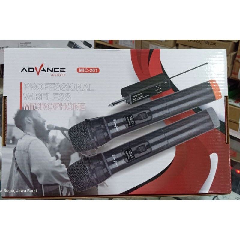 Mic Wireless Doble Advance Mic-201/Mikropon Sepasang Portable/Professional Wireless Microphone Duet