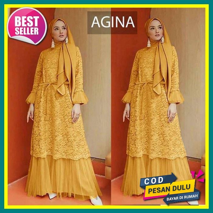 Gamis Maxi Hera Baju Gamis Wanita Terbaru 2022 Pesta Mewah Model Kekinian Bahan Brukat Ukuran L Xl G