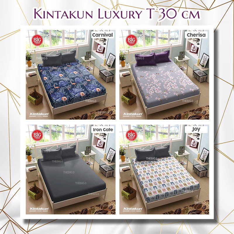 Kintakun Sprei Luxury Tinggi 30 cm 180x200 / 160x200 - Iron Gate Purple Pennant Joy - 180 160 SP T30