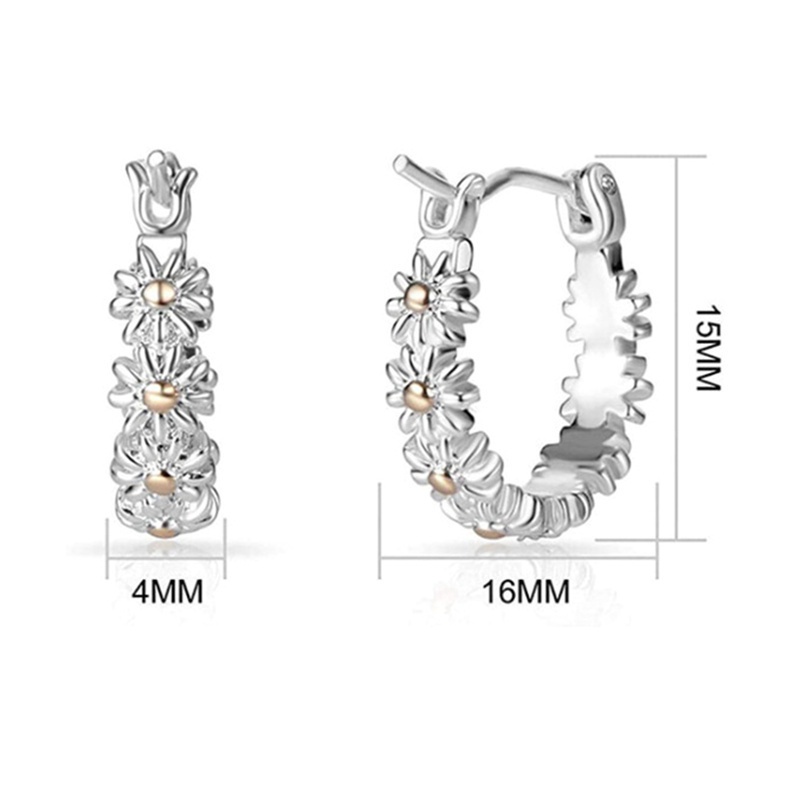 Fancyqube Anting Hoop Sterling Silver 925 Desain Bunga Aster Bulat Kecil Simple Untuk Wanita