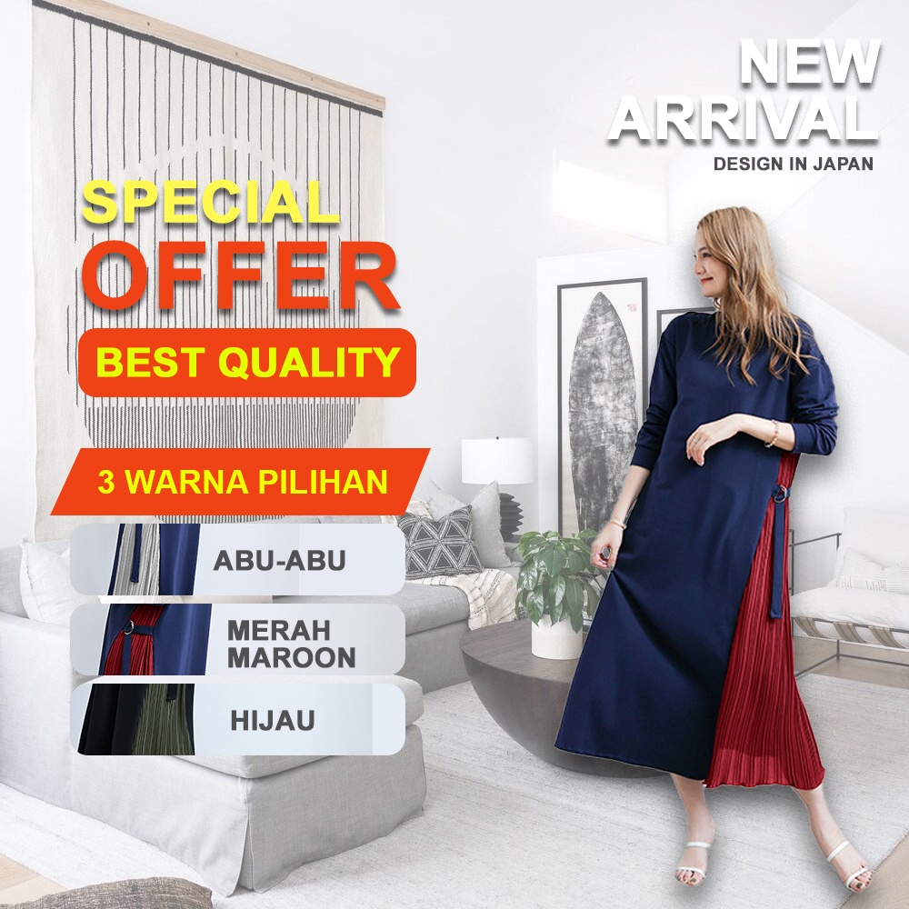 Baju Atasan Wanita Long Dress Import Tunik Lengan Panjang Import