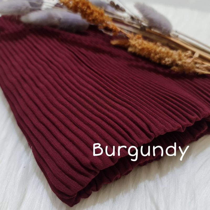 Pashmina Plisket Lidi Full Premium 180X75 CM By Milanda Mode-Burgundy