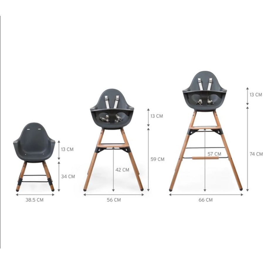 Childhome Evolu One.80° High Chair - Child Home Kursi Makan Baby Kids HighChair Bayi Wooden Wood Aesthetic Putar