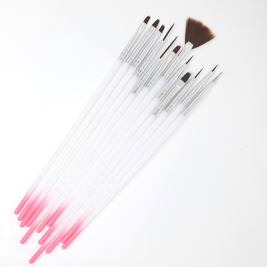 Brush Set 12 pcs Putih Ungu kuas Nail Art NP-60