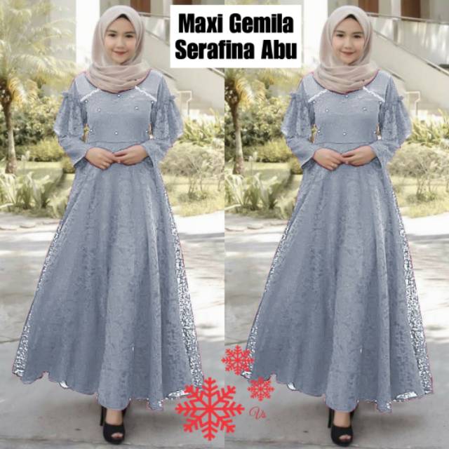 XVC - Maxi Dress Gemila Brukat Mewah / Maxi Dress Wanita Paling Terlaris / Maxi High Quality-6