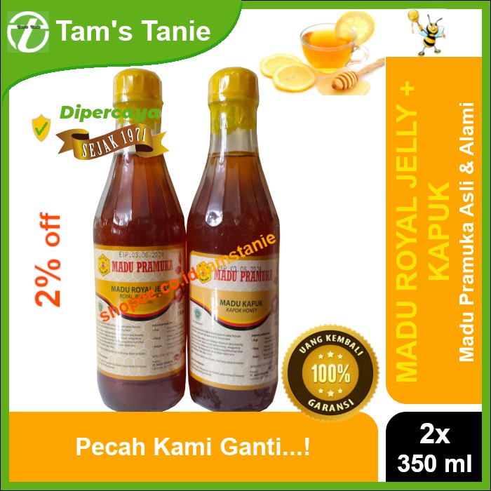 

Paket Hemat Madu Pramuka Alami - Madu Royal Jelly + Kapuk (2 x 350 ml)