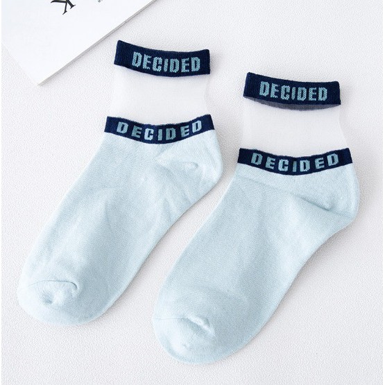 COD - Kaos Kaki Wanita / Kaos Kaos Decided / Kaos Kaos Korea / Kaos Kaki Pendek / Socks K5009-Biru