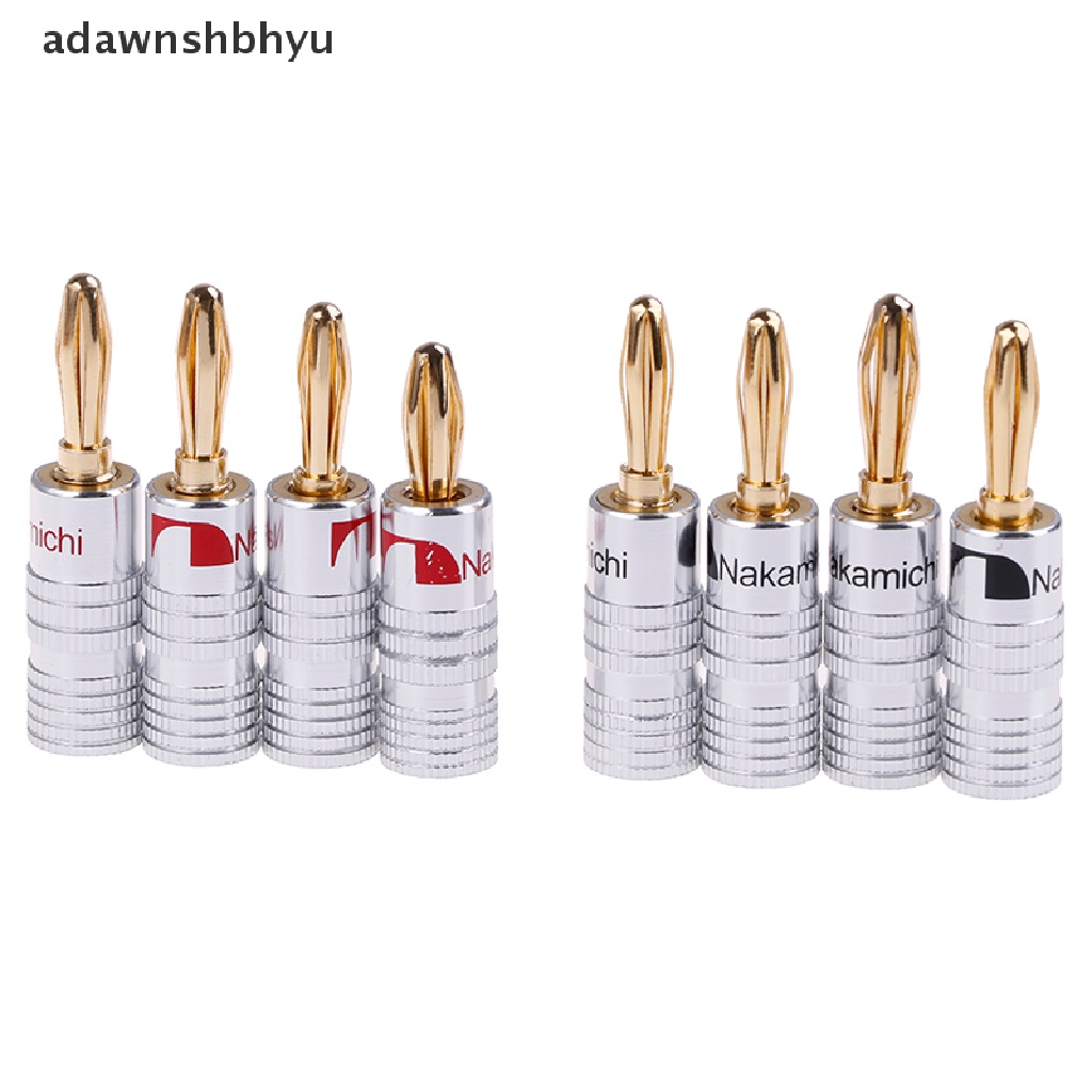 Adawnshbhyu 4pcs 2pasang Konektor Jack Audio Colokan Pisang Speaker Lapis Emas 24K
