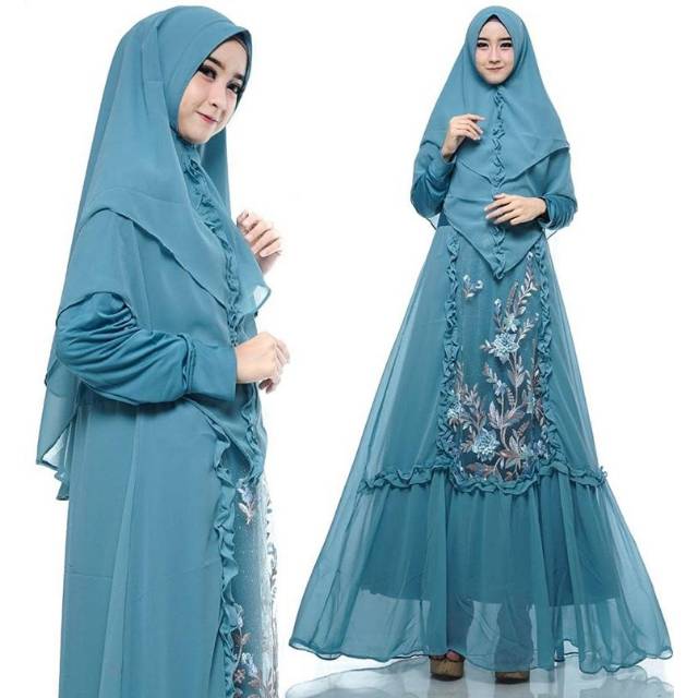 NAURA TILE gamis syari pesta brukat tile