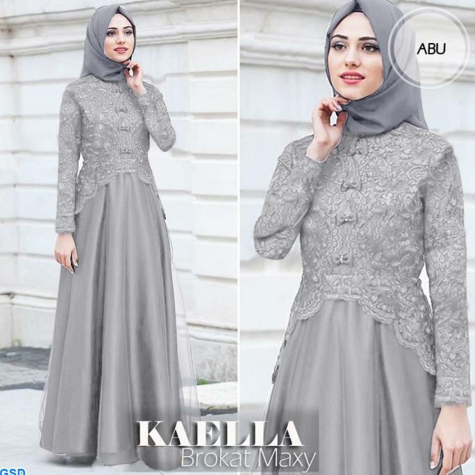 MAXI KAELLA/GAMIS BROKAT/MAXI DRESS MUSLIM/BAJU HIJAB MURAH TREN - HIJAU