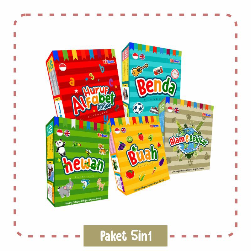 Paket 5in1 Flashcard Kartu Belajar Anak seri "Ayo Mengenal