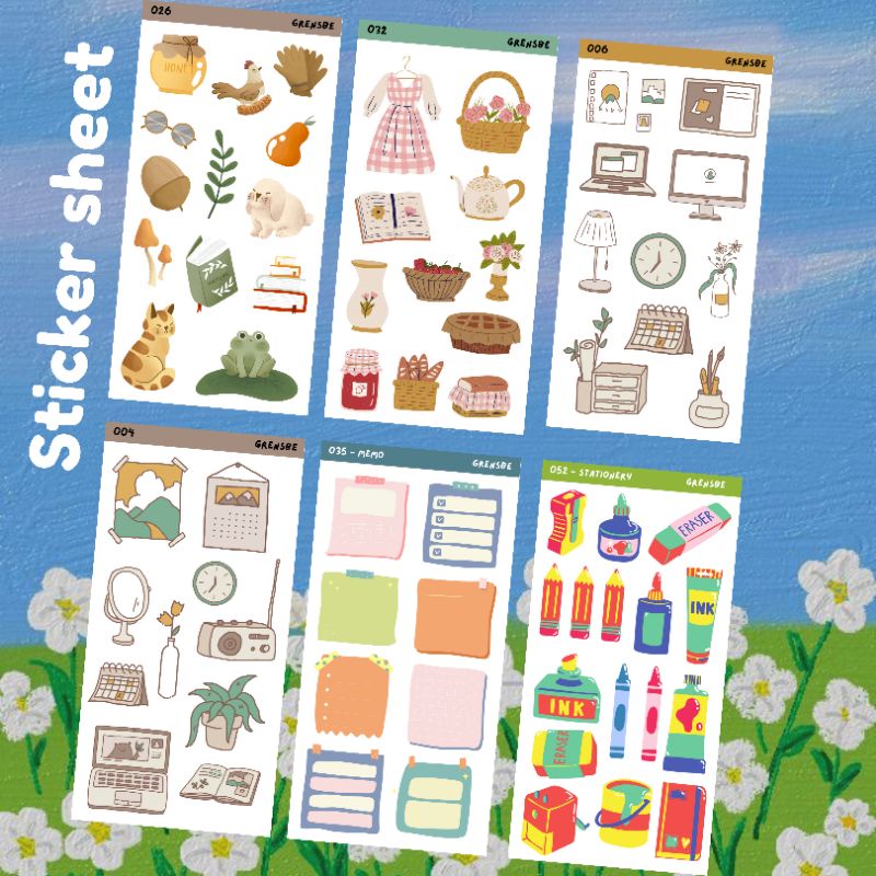 

sticker sheet journal bujo daily planner scrapbook aesthetic/ cute sticker vintage