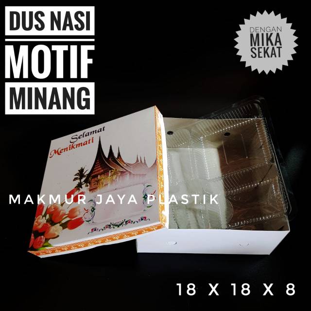 

[ DNM18 + MINANG - 10 PC ] KARDUS NASI MOTIF MINANG UKURAN 18 X 18 DENGAN MIKA