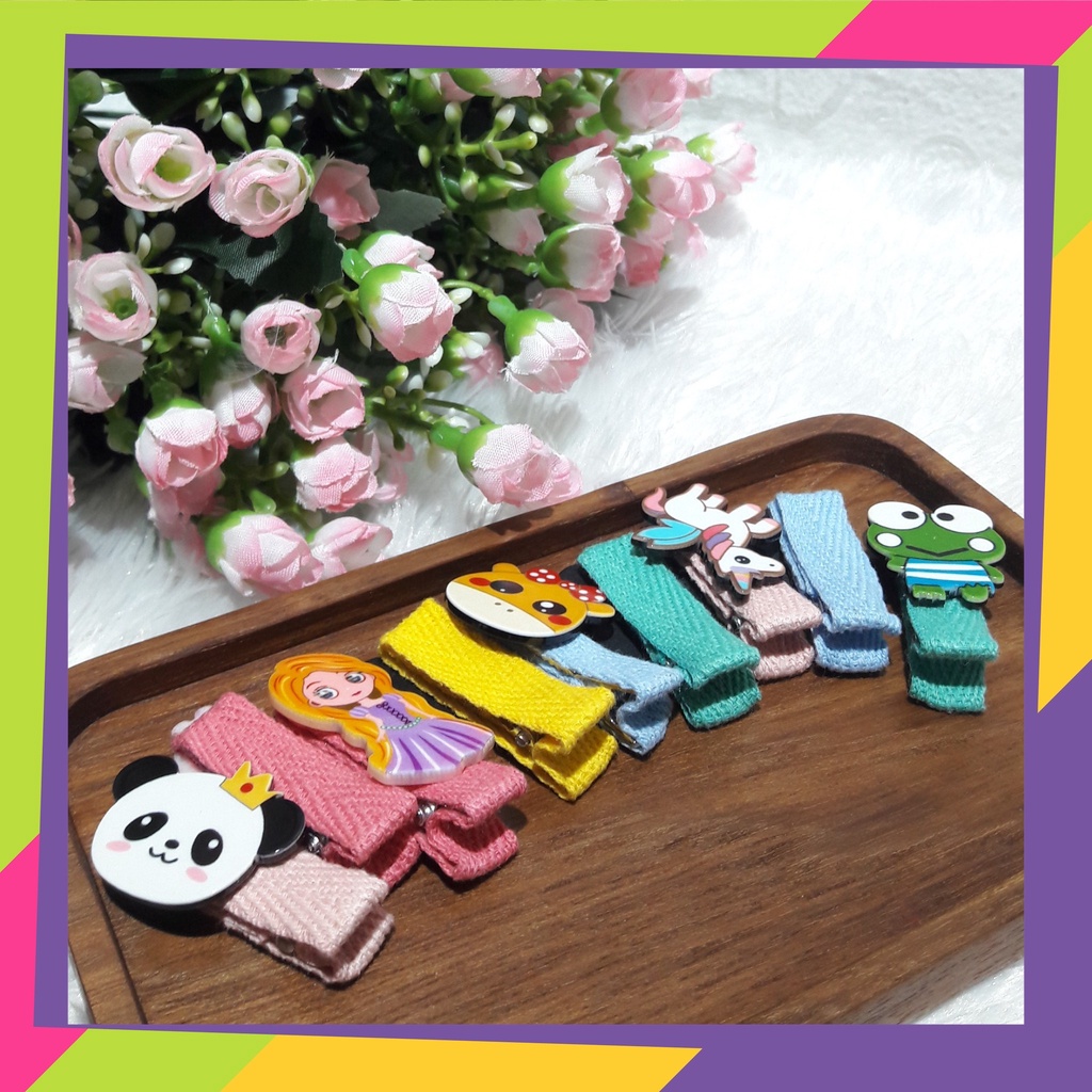 1273D1 / Jepit rambut perempuan motif karakter kartun [ isi 12pcs ]