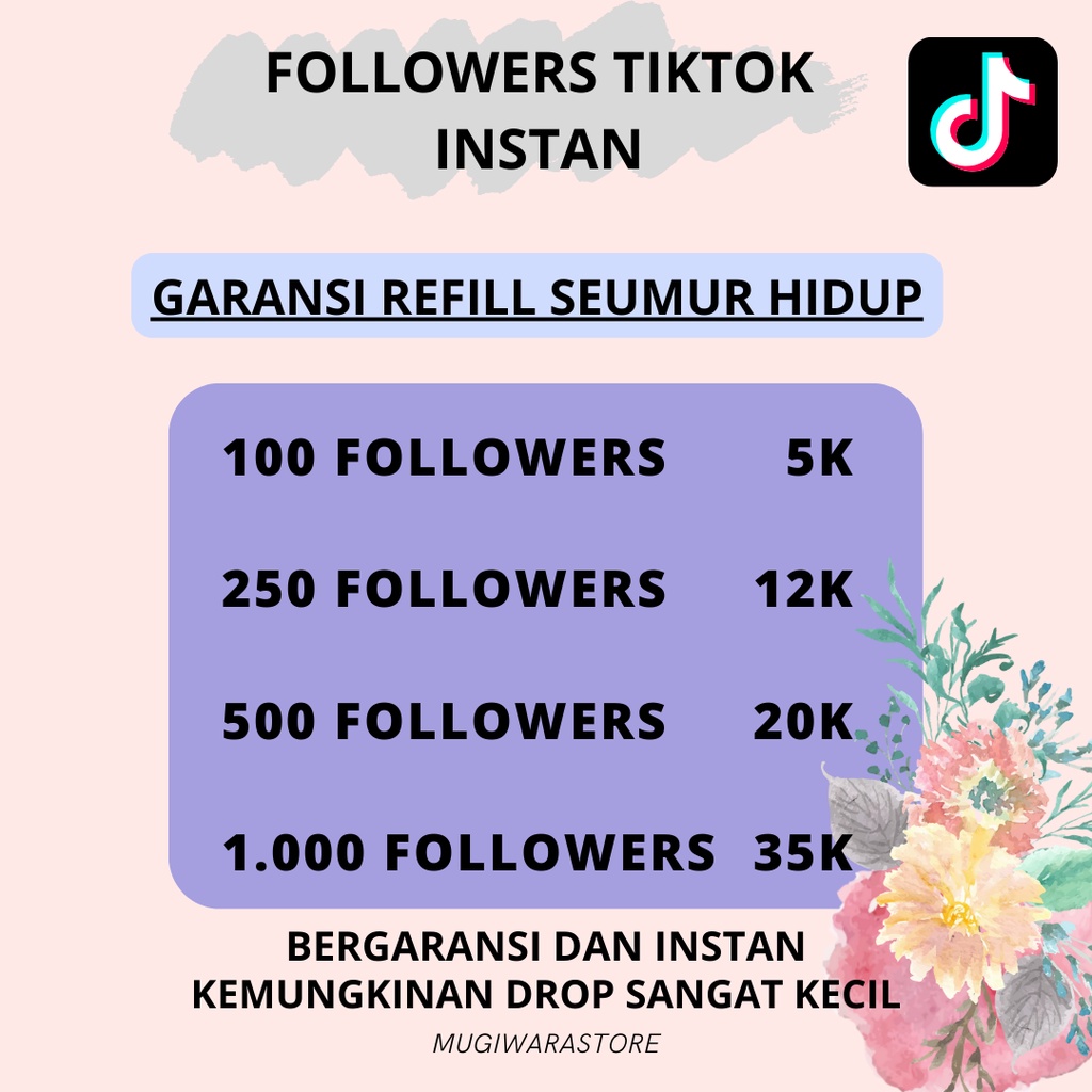 TERMURAH TIKTOK Tambah Followers Bergaransi