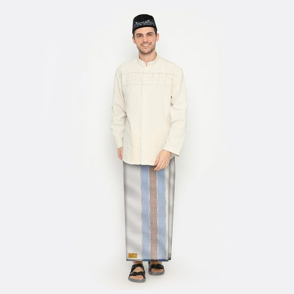 Sarung ATLAS Idaman 580 Jacquard Classic Warna Putih Biru