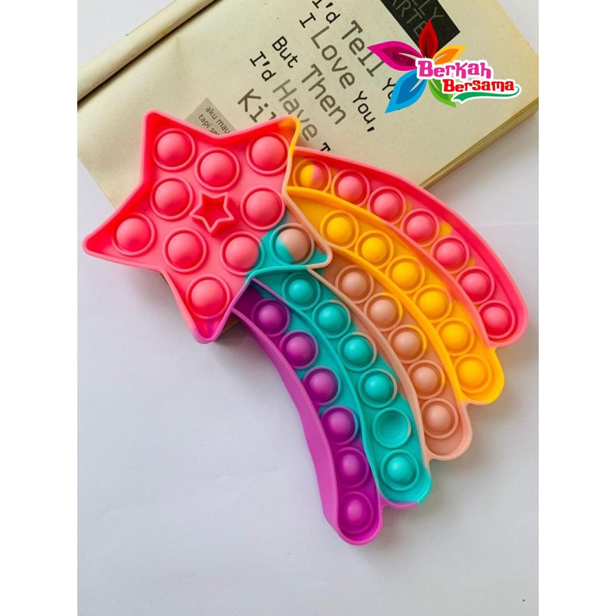 pop it fidget push bubble toys gelembung 3d rainbow pelangi karakter mainan anak BB5508