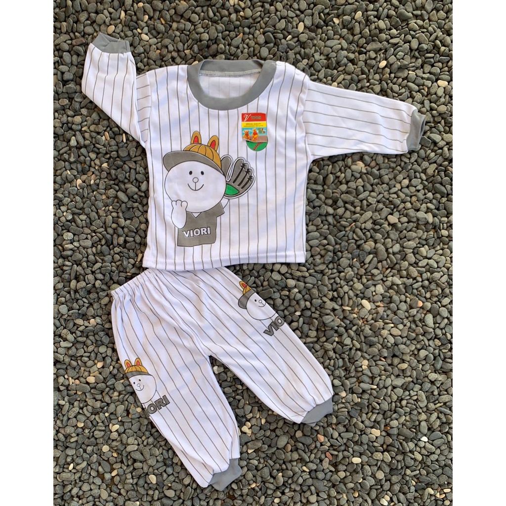stelan baju bayi laki laki perempuan murah lucu motif baseball PANJANG 3-18 Bulan (ONE SIZE)
