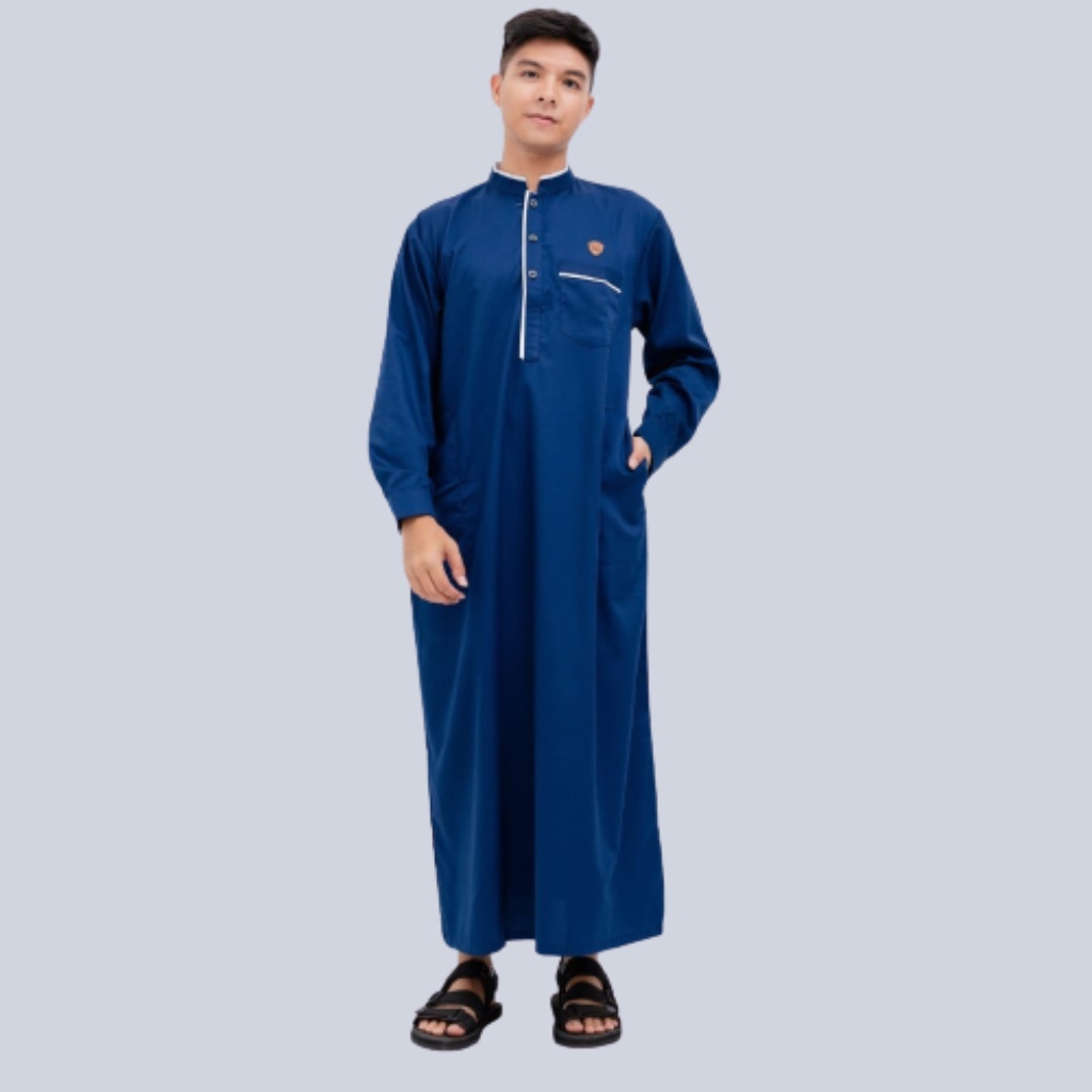 Kawan Muslim - Baju Muslim Pria Jubah Kamus Lengan Panjang Premium Original Jubah Pria Manset Putih-4