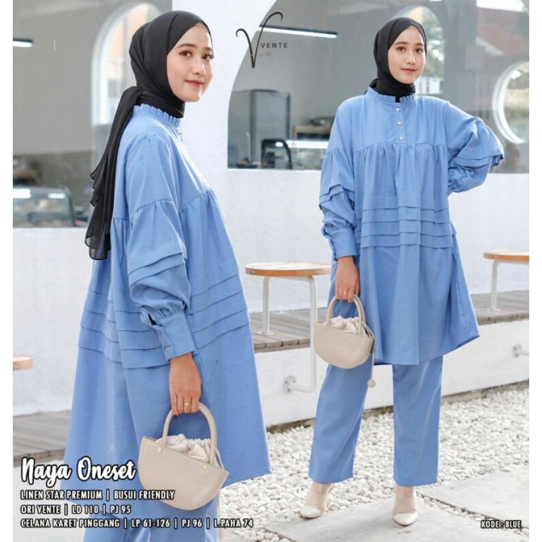 Setelan Wanita LD 110 Long Tunik Celana Panjang Naya Oneset Original Vente