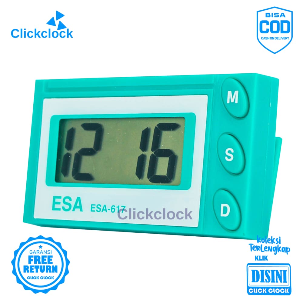 Jam Mobil Digital Aksesoris Mobil Minimalis Hijau, Biru, Pink Esa-617 Unik Original
