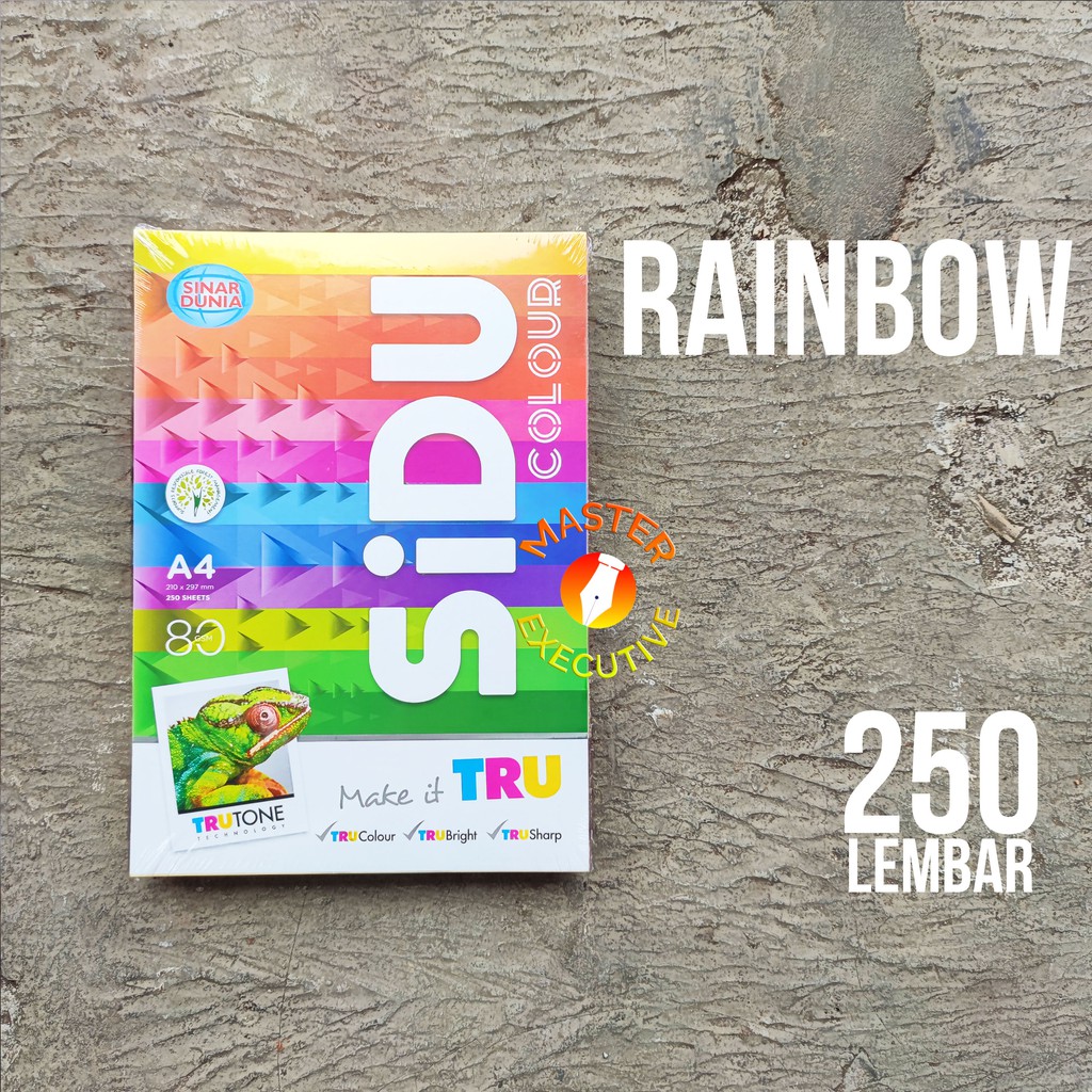 [Pak - 250 Lembar] Sinar Dunia SiDu Color Kertas A4 80 gsm Rainbow