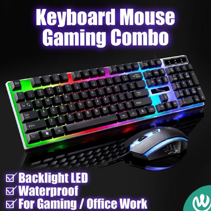 Paket Gaming Keyboard Mouse Gaming RGB Set USB Cable Komputer Laptop