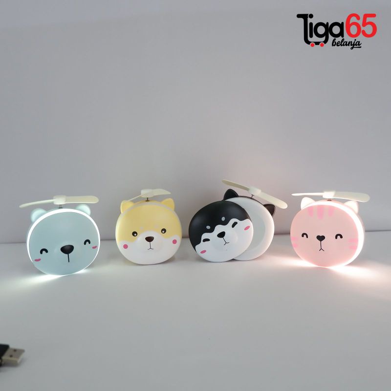 365 Mini Fan Kipas Kecil Portable USB Charger Plush LED / KIPAS MU008-009