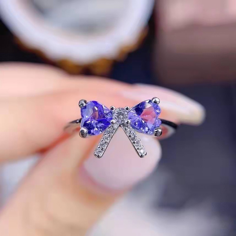 Cincin 925 Silvery Zircon AAA Ungu Gaya Korea Untuk Wanita