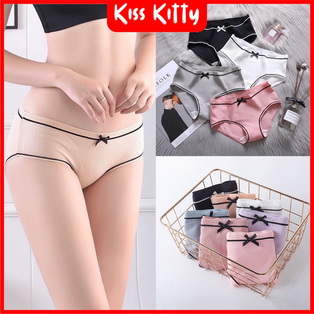 Celana Dalam Wanita CD Mid Waist Super Lembut Kolor Seksi Cantik Import Pita