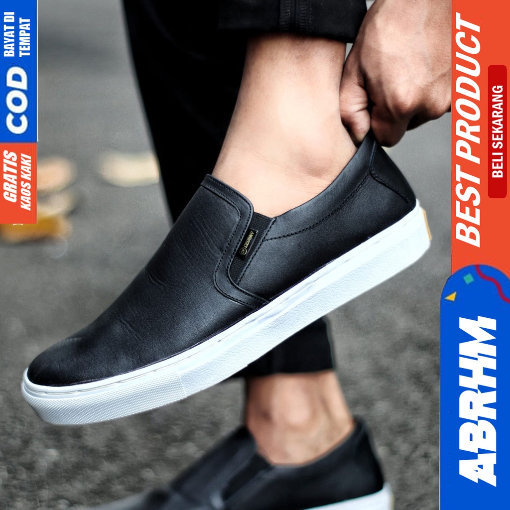 ABRHM MORE Sepatu Kasual Slip On Kulit Asli