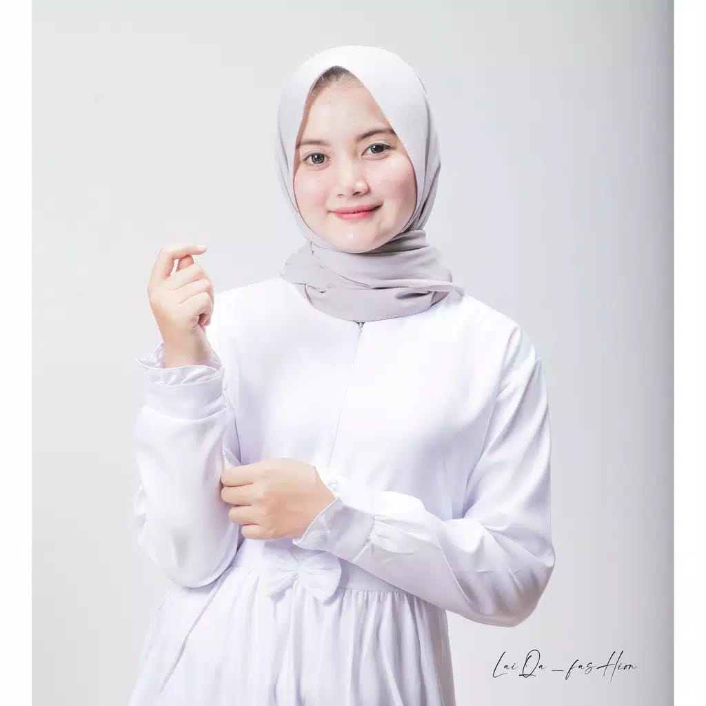 GAMIS PUTIH Modern Gamis Syari Gamis wanita Putih Polos terbaru Gamis Putih Murah Gamis manasik 2021-4