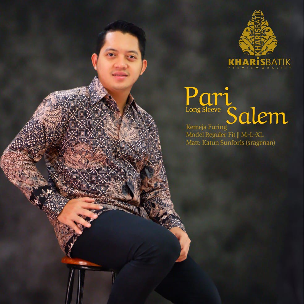 PARI SALEM Atasan Kemeja Batik Pria PREMIUM Lengan Panjang Katun Halus FULL FURING KHARIS