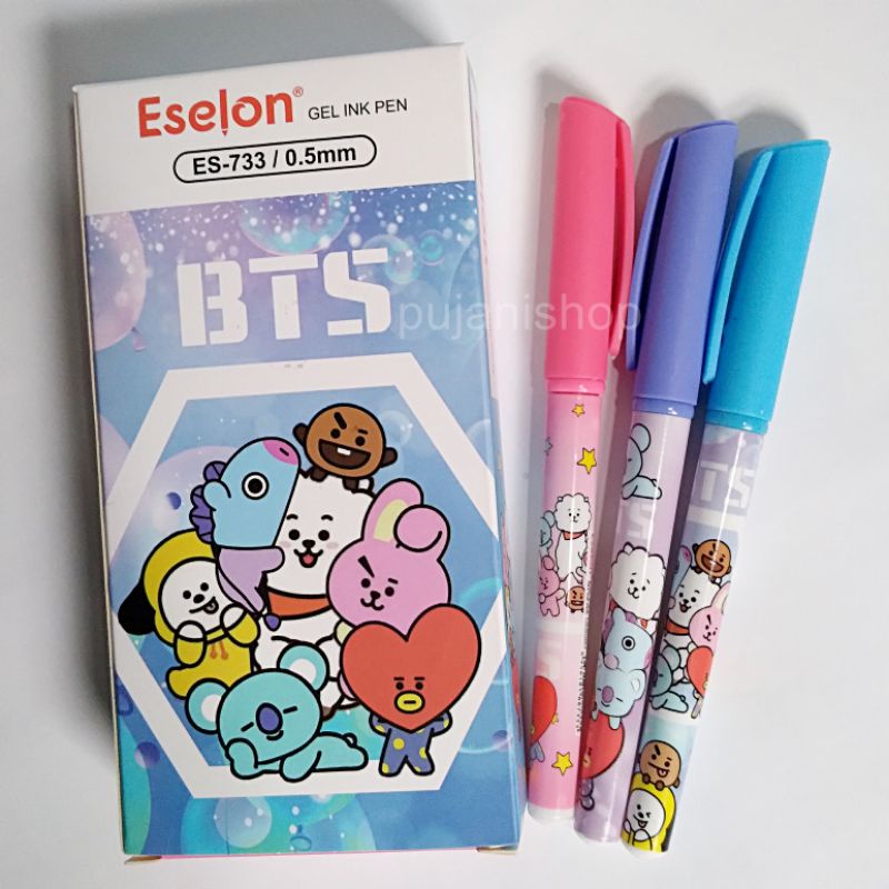 

PULPEN BT21 BTS KOREA KPOP / PULPEN GEL / BOLPOINT BOLPEN GAMBAR JUNGKOOK BTS