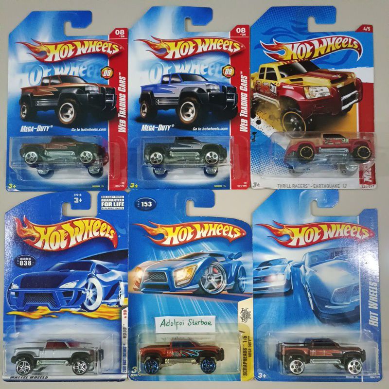hotwheels hot wheels mega-duty mega duty web trading cars thrill racers earthquake 12 hot wheels sta